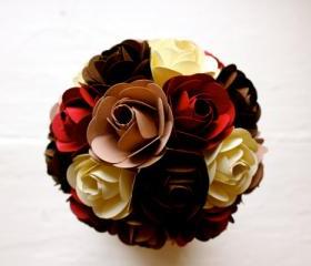 Paper Rose Bouquet, Toss Bouquet, Red, Chocolate, Iced Cocoa and Sugar Cookie