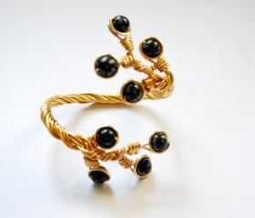  Wire Wrapped Bracelet Snoflake Obsedian Wrap Around Cuff