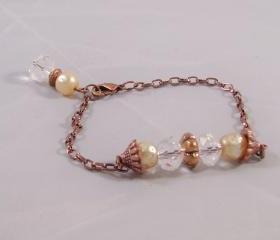 Antiqued Copper & Crystal Bracelet