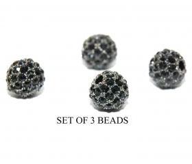 Black 6mm Metal Pave crystal beads
