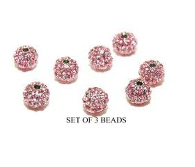 Pink 6mm Swarovski Pave Crystal Metal Bead