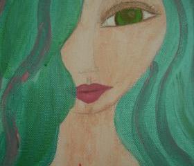 She...- Original Painting with acrylics and watercolours on canvas