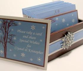 Custom Wedding Guest Box & Cards - Chocolate Ice Blue and White Theme (custom colors available)
