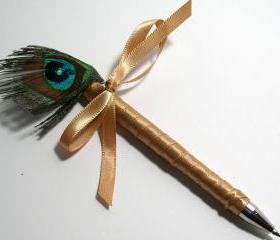 Peacock Wedding Guestbook Pen