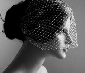 Birdcage Veil Wedding Veil Bandeau Style in Ivory Color 9 Inches