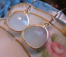 Alice Blue Earrings Gold Plated - Bridesmaid Earrings - Wedding Earrings - Bridal Earrings