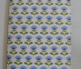 A5 Handmade Notebook Blue and Green Tida Flowers Cover with plain Blue and Yellow Pages
