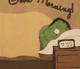 Cartoon Frankenstein Art Print - Frankenstein Hates His Job