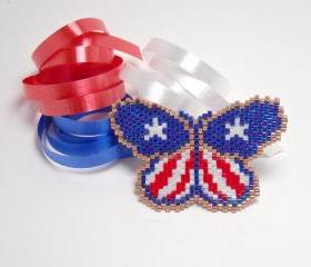 Patriotic Brooch 4th of July Red White and Blue Butterfly