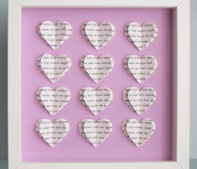 Personalised Text Hearts Box Frame - Perfect for Weddings, Birthday, Anniversaries, Special Occassions 