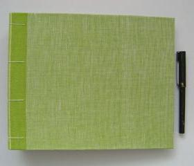 Guest Book in Green Linen - Ready to Ship