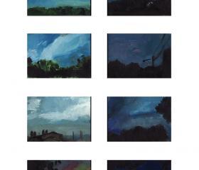 Clouds, Blue, Sky, Summer Mini Landscape Painting Art Prints - Summer Skies Series