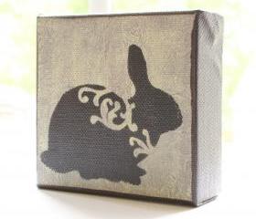 Bunny in Pale Yellow- 4x4 Art Block