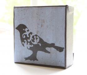 Bird in Baby Blue- 4x4 Art Block