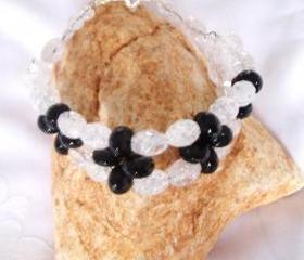  Black Onyx Bracelet with white Quartz