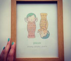 Pisces Horoscope Sign A5 Digital Print