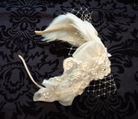  Swan Lake Bridal Feather Headband, Bridal Feather Hair Accessories, Dance, Costume, Ballerina