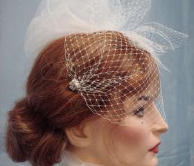 Paris Chic Bandeau Birdcage Veil Embellished With Crystals Pearls And Crystal Beads
