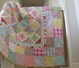 modern handmade patchwork quilt baby quilt girls patchwork quilt play mat wall hanging