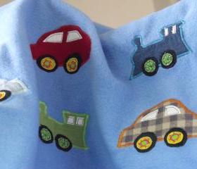 Baby blanket blue blanket cars trains applique floormat playmat