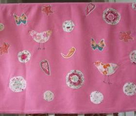 baby girls blanket pink baby blanket baby blanket pink birds butterflies and circle flowers