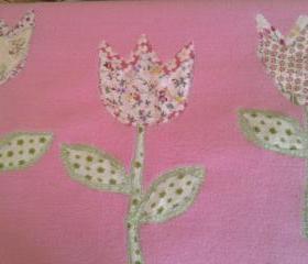 Baby blanket pink girl flowers crib playmat