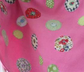 Baby blanket pink with red yellow blue cream circles