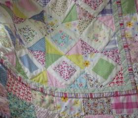 girls patchwork quilt handmade quilt pastel colours quilt baby quilt girls patchwork quilt play mat wall hanging