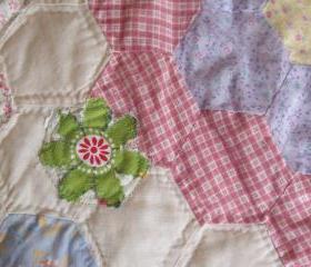 Modern patchwork quilt with vintage twist baby quilt in pastel colours traditional style quilt cover updated
