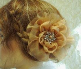 Organza Flower Hair Clip, Bridal Accessories, Weddings, Bridesmaids, Bride