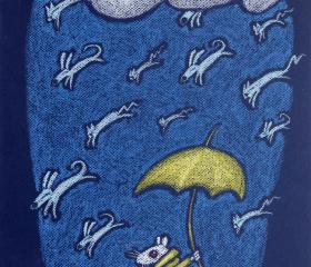 mini framed canvas - raining cats & dogs