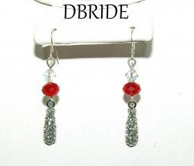 SALE Rhinestone Dangle Teardrop Earrings - Bridal Party Gift - Wedding Jewelry