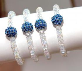 SALE Set of Four Bridesmaids Bracelets- Something Blue Bracelets - Wedding Jewellery