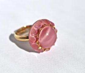 Vintage Pink Moonstone Ring