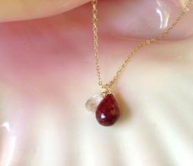 Ruby and Crystal Quartz drops