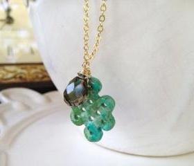 Turquoise Carved Pendant with Smoky Quartz 