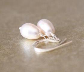 Swarovski Crystal Faux Pearl Earrings Sterling Silver Wirewrapped