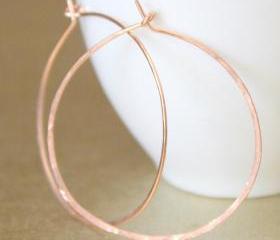 CIRCLE--Hammered Rose Gold Fill Large Hoop Earrings