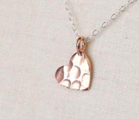 Bali Rose Gold Vermeil Hammered Heart Necklace