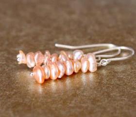 Pink Keishi Pearl Earrings Sterling Silver Wirewrapped