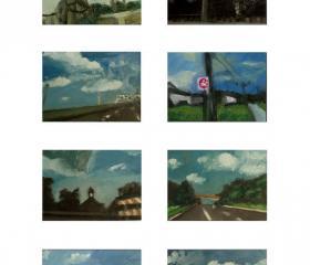 Clouds, Blue, Sky, Mini Landscape Painting Art Prints - Road Trip Series
