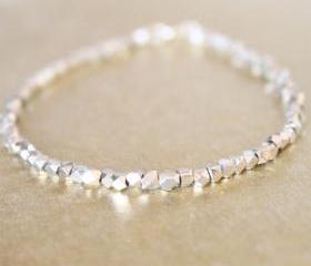Faceted Sterling Silver Bali Nuggets String Bracelet