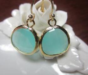 Pacific Aqua Earrings Blue - Bridesmaid Earrings Wedding Earrings
