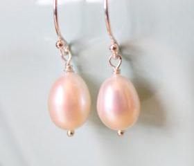 White Freshwater Teardrop Pearl Sterling Silver Earrings June Birthstone