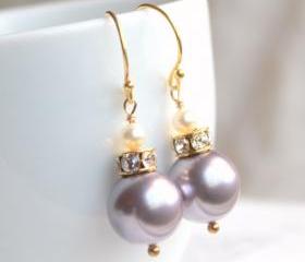 BELLA GOLD--Swarovski Crystal Pearl Gold Fill Earrings--you choose the color