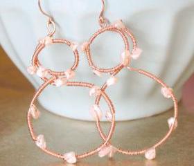 FIGURE EIGHTS--Rose Gold Wrapped Keishi Pearl Hoops