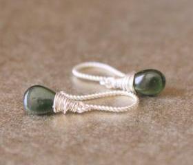 SALE--FOREST--African Chrome Diopside Green Sterling Silver Earrings