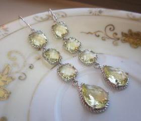 Citrine Earrings Yellow Earrings - 4 tier earrings - Sterling Silver - Bridesmaid Earrings - Wedding Earrings - Bridal Earrings