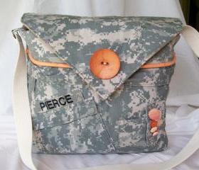 Recycled Army Shirt Diaper Bag "Digital"