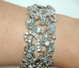 15% OFF SALE Clear Rhinestone Stretch Bracelet - Bridal Bracelet - Gift